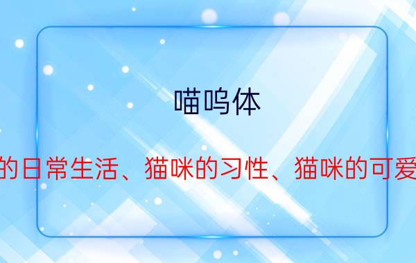 喵呜体 猫咪的日常生活、猫咪的习性、猫咪的可爱行为